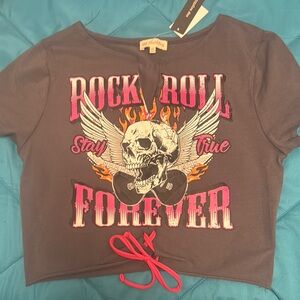 Rock Roll Forever Kids Graphic Tee - Gray